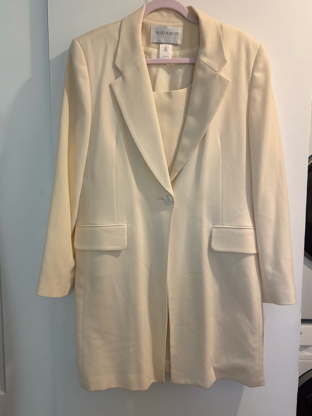 Hugo Buscati Cream Long Blazer Coat and dress cream size 16 coat and 14 dress